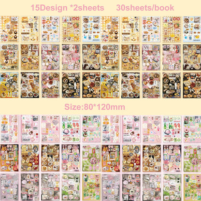 Kawaii Scrapbook Sticker Book Set (2PCS), 600+ Cute Dessert & Retro Food Stickers for Journaling, Junk Journal, Planner, Aesthetic Scrapbooking Supplies for Teens & Adults (C+D)