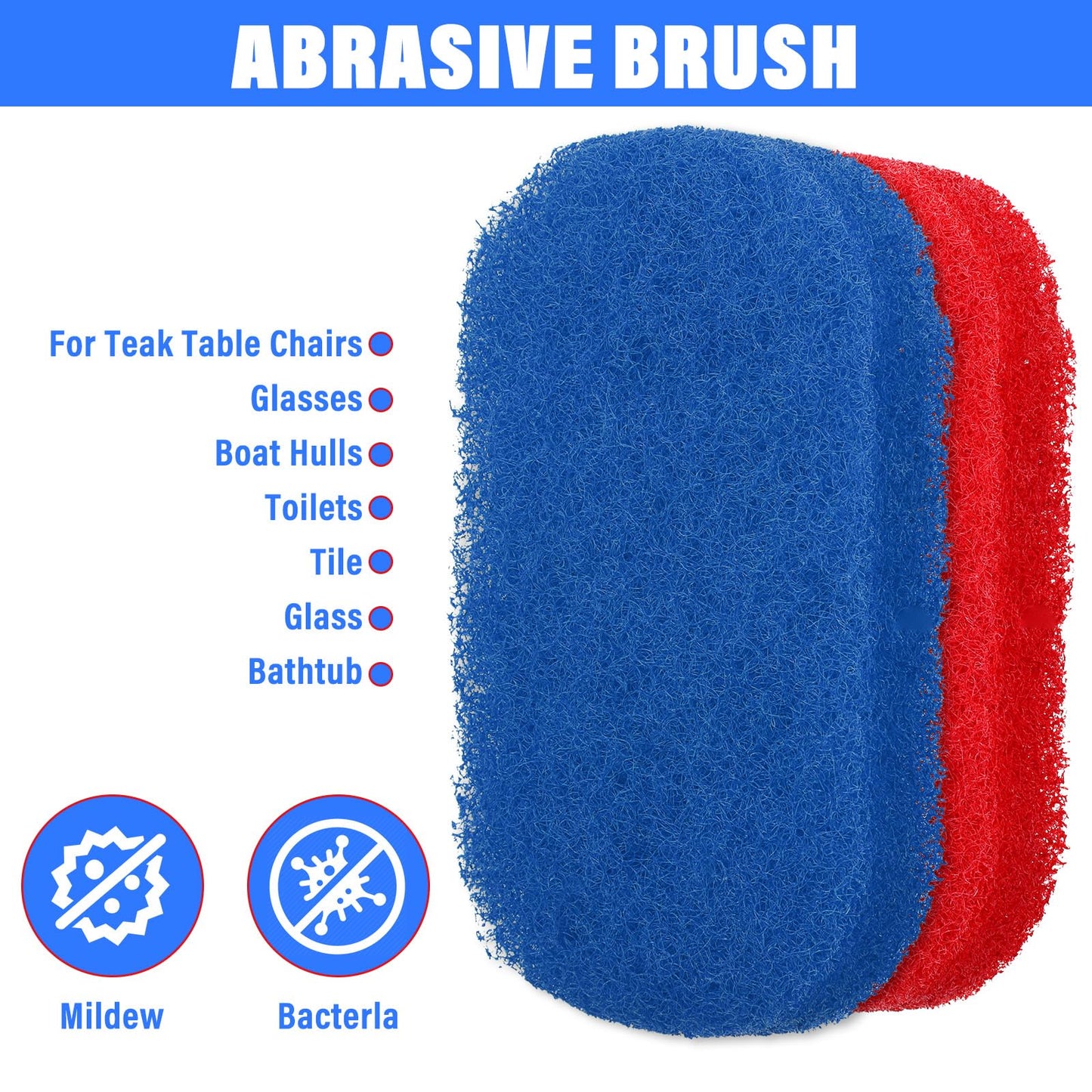 12 Pack Handled Scrubber Set, Non-Scratch Reusable Scouring Pads with Handle for Bathroom, Shower Tile, Bathtub, Pool, Kitchen & Grills Surfaces Teak Cleaner
