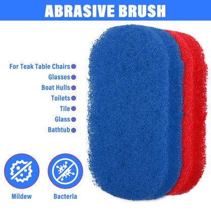 12 Pack Handled Scrubber Set, Non-Scratch Reusable Scouring Pads with Handle for Bathroom, Shower Tile, Bathtub, Pool, Kitchen & Grills Surfaces Teak Cleaner