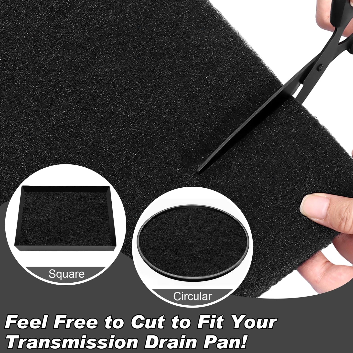 Dilsuaco 3 Pcs 22'' Oil Drain Splash Pad, Heat-Resistant Square No-Splatter Pad fits Most Oil Drains Anti Oil Splash Pad for Car Oil Changing Drain Pan Transmission, Black