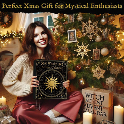 Witchy Advent Calendar 2025 for Adult Teens, 25 Day Christmas Countdown Calendar with Healing Crystal Natural Gemstone and Witchcraft Accessories for Women