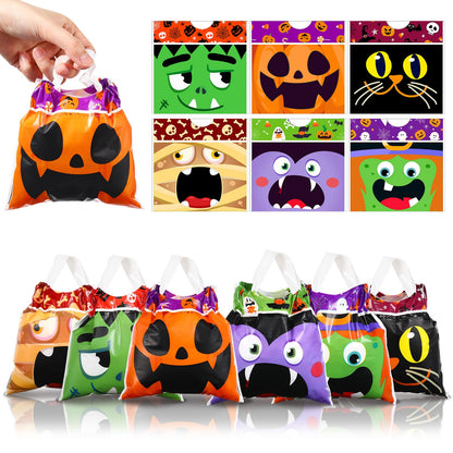 Funnymoom 60 Pcs Halloween Party Favors Bags Drawstring Treat Bags Candy Goodie for Kids Trick Plastic Party Gift for Halloween Birthday Supplies