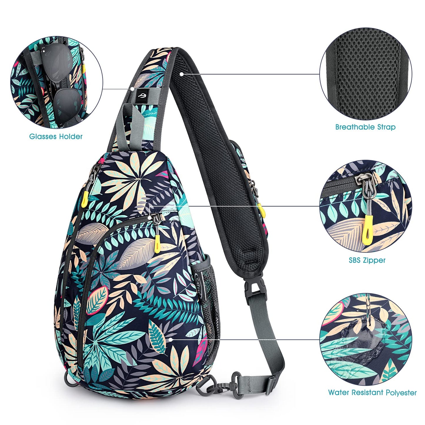 G4Free RFID Sling Bag Crossbody Backpack Casual Chest Shoulder Daypack Gym Bag for Hiking Travel 7L
