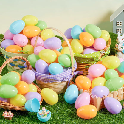 3.15" 200PCS JOYIN Pastel Easter Eggs, Large Plastic Eggs, Empty Colorful Fillable Eggshells for Easter Hunt, Party