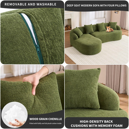 KEIKI L-Shaped Chenille Modular Sectional Couches with Chaise Lounge & 4 Pillows, 3 Seater Oversized Upholstered Luxury Plush Cloud Sofa for Living Room Apartment, Full Sponge Compression