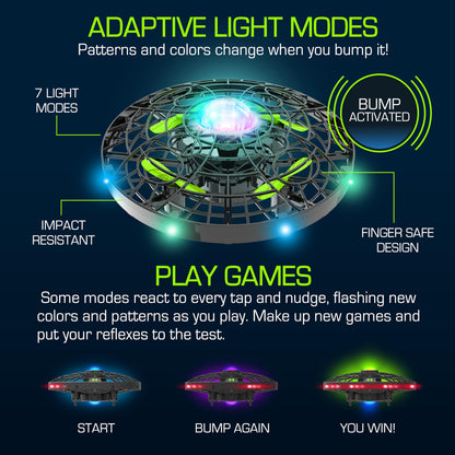 Sky Viper Aura Touch-Control Light Drone, Remoteless Push-to-Fly for Kids, Rechargeable Battery