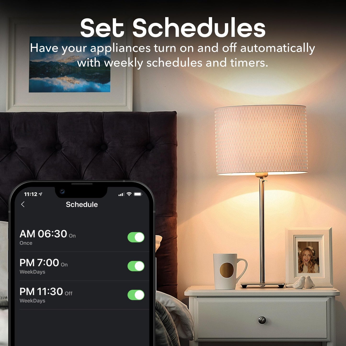 Geeni Smart Plug Power Strip, 6 Outlets and 2 USB Ports, 6 ft. Cord, Surge Protector with Voice Control, WiFi Control, Compatible with Alexa & Google Home, No Hub Required, Black