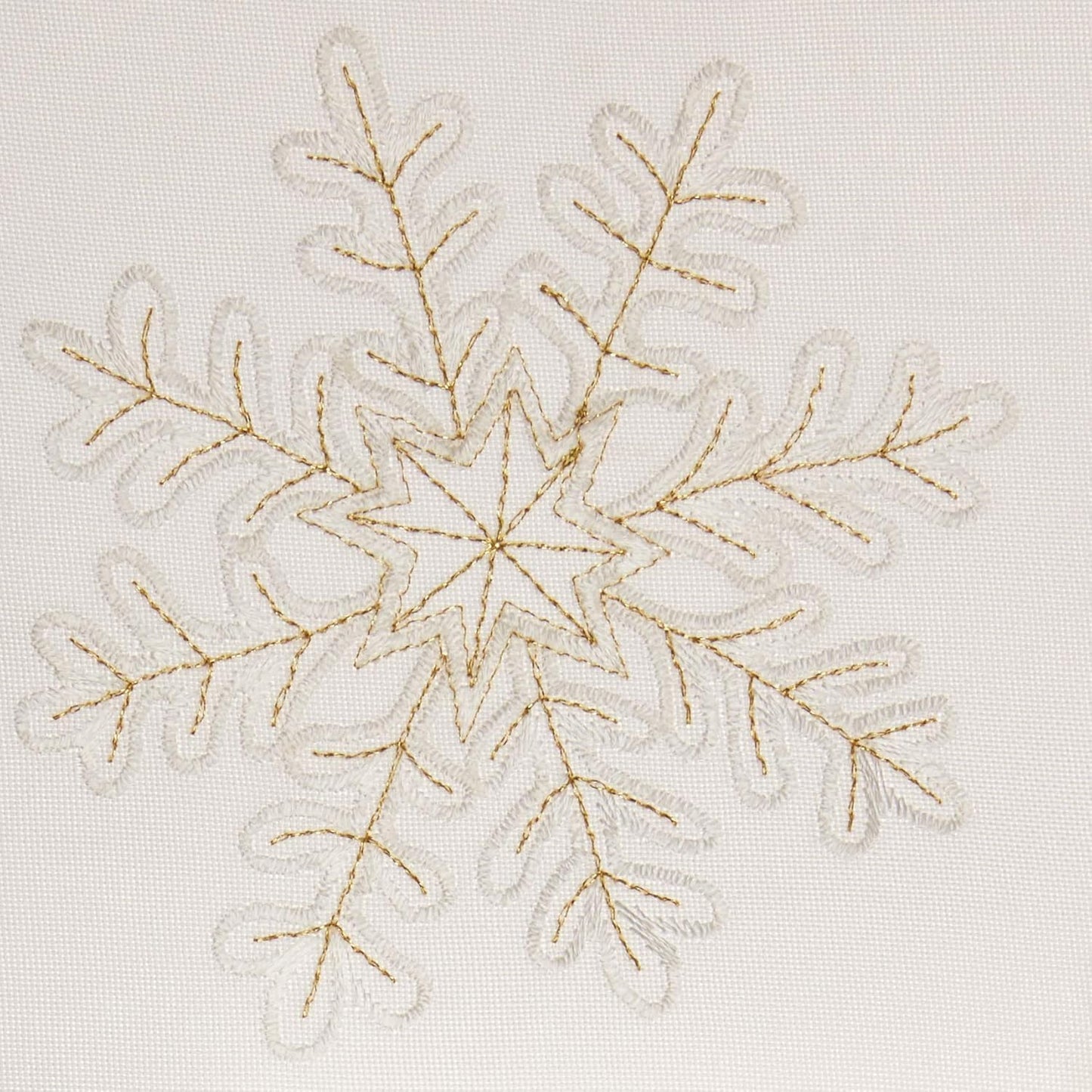 Saro Lifestyle Table Runner, Embroidered Snowflake Design, Ivory, 16"x72"