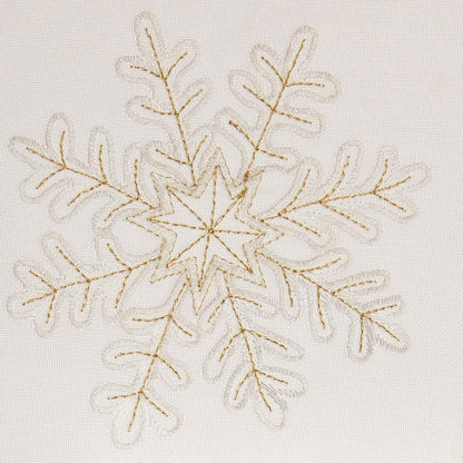 Saro Lifestyle Table Runner, Embroidered Snowflake Design, Ivory, 16"x72"