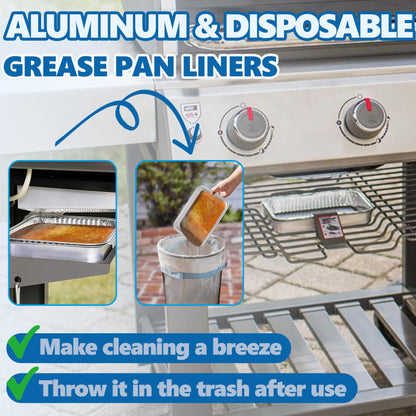 SafBbcue 93305 Grease Catch Pan for Weber Spirit e-310/210/220/320/330 Genesis II e-310 e-315 e-325 e-330 e-335 Grill Grease Tray with 20 Pack Disposable Drip Liners, Replacement Part for Weber#83156