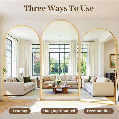 Suidia Arched Oversized Full Length Mirror Floor 82"x44" - Large Freestanding Full Body Mirror with Aluminum Alloy Frame, Tempered Glass, Gold, Leaning/Wall Mounted for Bedroom, Living Room, Entrance