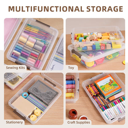 Citylife 3 PCS Plastic Storage Bins with Latching Lids Portable Project Case Clear File Box Stackable Storage Containers for Organizing A4 Paper, Photo, Document, Scrapbook