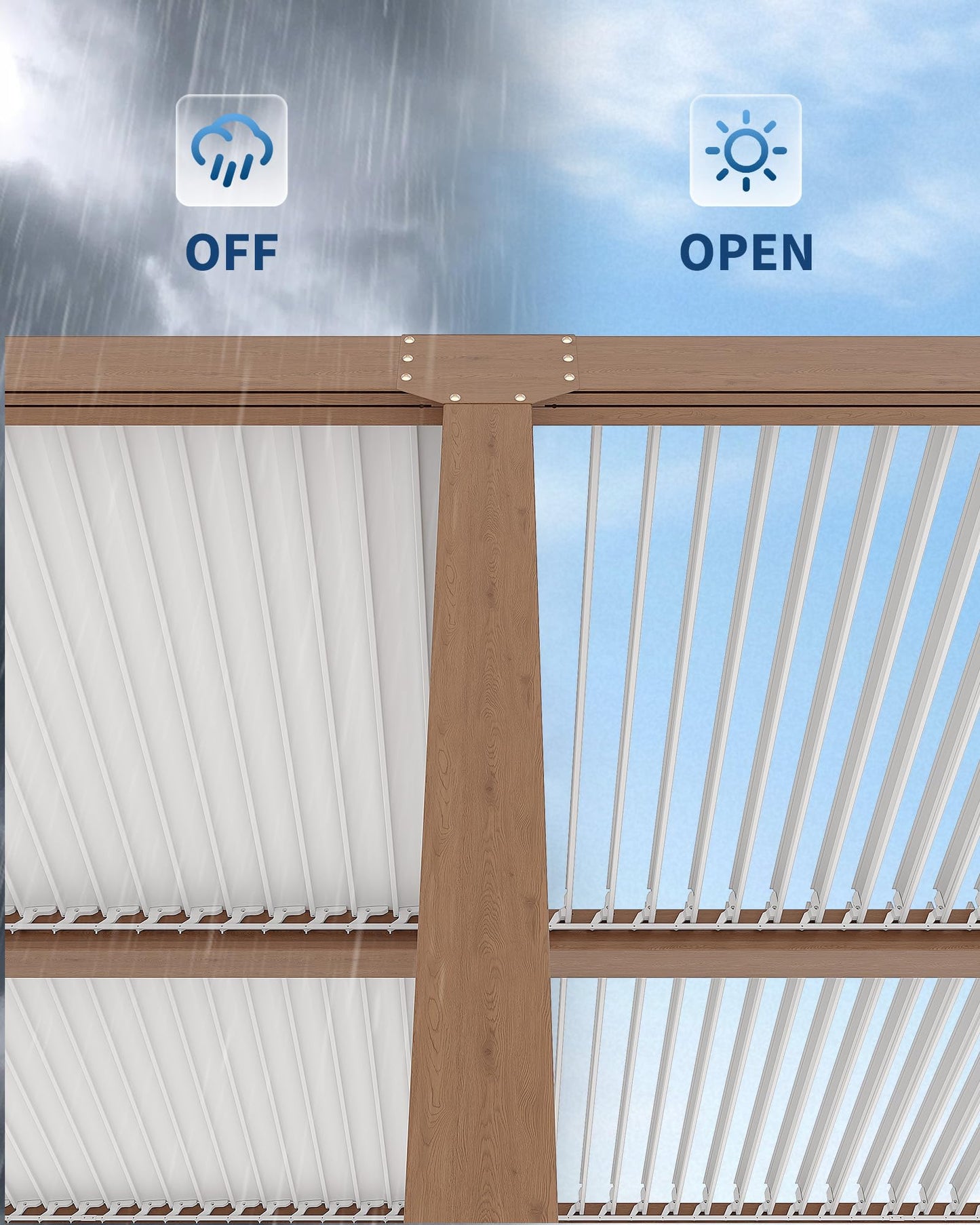 GarveeLife Louvered Pergola 12 ft x 20 ft, Outdoor Pergola with Adjustable Louvered Roof, Reinforced Aluminum Frame, Integrated Drainage System, Hardtop Gazebo for Patio, Deck, Wood Grain