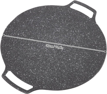 Korean Grill Pan with Non Stick 6 Layer Coating, Round Grill Pan with Pouch for Induction and Electric Cooktops
