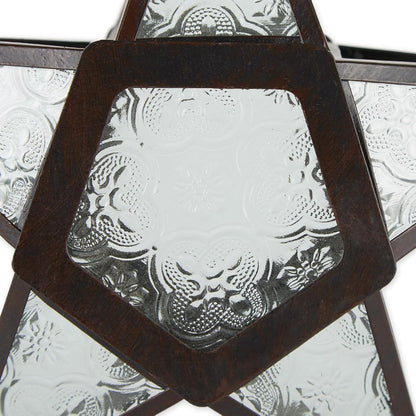 Zings & Thingz Beautiful Hanging Star Candle Lantern, 9.5" Tall, Clear Glass