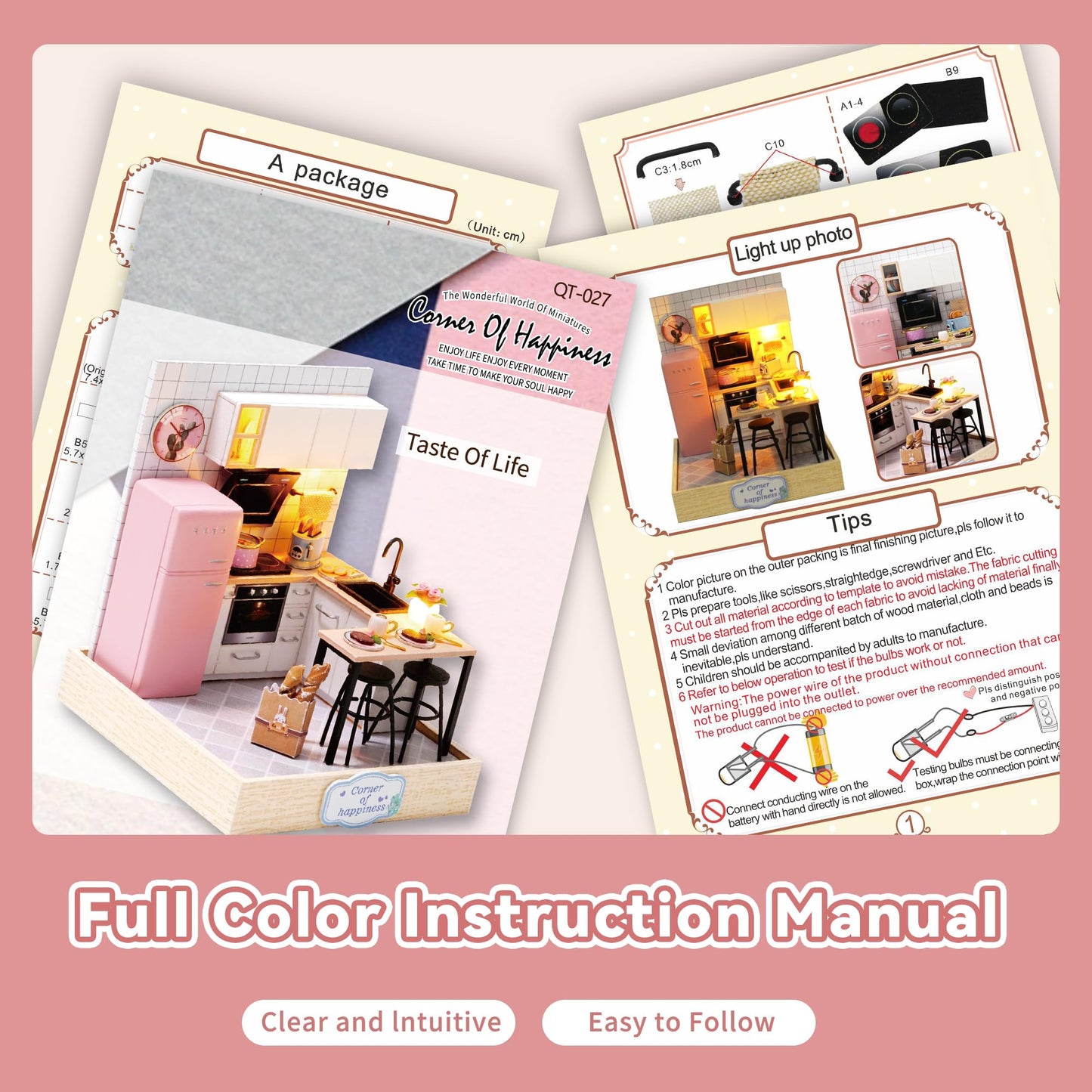 Flever Dollhouse Miniature DIY House Kit Creative Room with Furniture for Romantic Artwork Gift (Taste of Life)