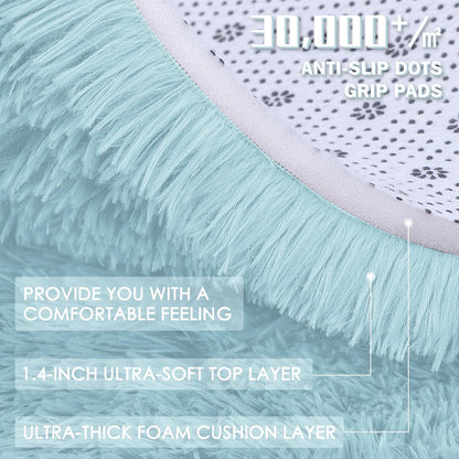 OLANLY Area Rugs - Soft Fluffy Shaggy Indoor Carpet for Living Room & Bedroom - 4x5.9 ft Light Blue