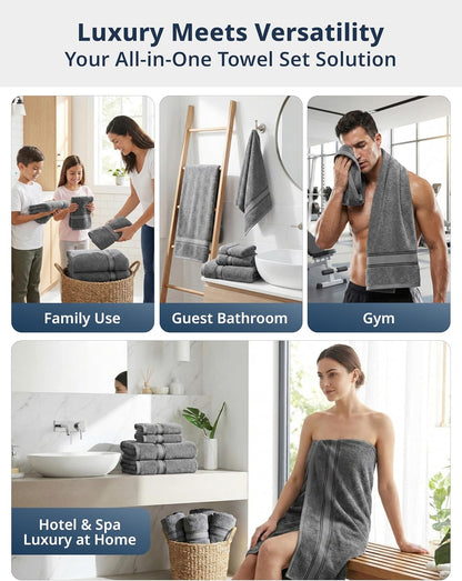 Set 12 100% 4 4 4 LANE LINEN Bath Towel of Premium Cotton Towels for Bathroom, Bath, Hand & Washcloth, Zero Twist