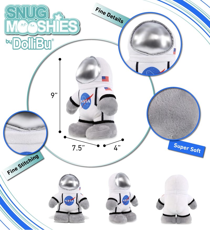 DolliBu Snug Mooshies Standing Astronaut Stuffed Plush Toy - Cuddly Super Squishy, Huggable Big Plush for Girls and Boys, Cute Toy Stuffed Pillow for Kids - 9 inches