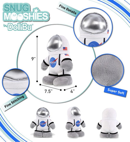 DolliBu Snug Mooshies Standing Astronaut Stuffed Plush Toy - Cuddly Super Squishy, Huggable Big Plush for Girls and Boys, Cute Toy Stuffed Pillow for Kids - 9 inches