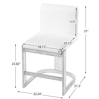 Christopher Knight Home Morant Counter Height Bar Stools Set of 2, 24" Wood Bar Stool for Kitchen Island, Modern Upholstered Kitchen Island Chairs with Wood Frame and Metal Footrest, Light Grey+Walnut