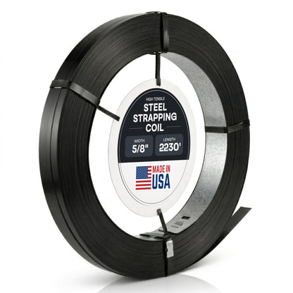 IDL Packaging 5/8" x .020" x 2230' Regular-Duty Steel Strapping Coil (1470 lbs Break Strength) - Painted and Waxed - Superior Cut-Resistance - Metal Straps for Pallet Banding, Extra-Heavyweight Loads