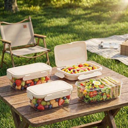 3 Sets Snackle Box with Removable Reusable Ice Pack, Separate Food Containers No Mixing Smells, Clear Cooling Charcuterie Lunch Box Organizer Bulk for Meal Prep, Travel, Beach & Picnic, Outdoor Party