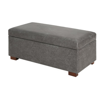 Christopher Knight Home Kaisa Rectangle Storage Ottoman, Wooden Frame Ottoman Bench with Large Seat for Living Room/Entryway, Comfy Seating Experience with Dense Foam Padding, Dark Grey
