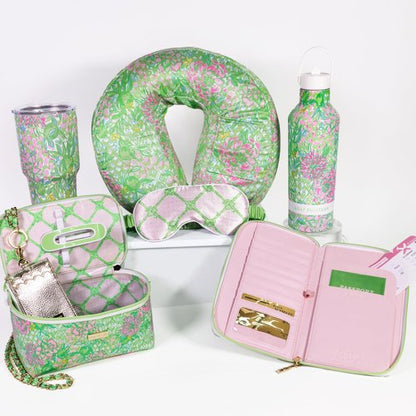 Lilly Pulitzer Airplane Travel Essentials with Travel Neck Pillow and Sleeping Mask, 2 Pieces, Lime Feeling Good