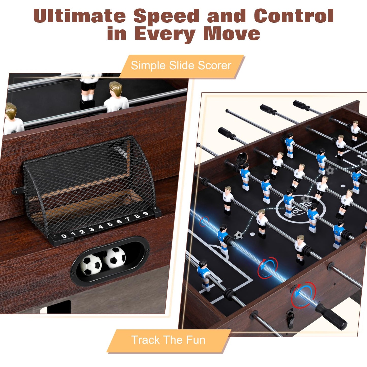 4-in-1 Combo Game Table – 55" Multi-Game Table with Foosball, Electric Air Hockey (Powerful 700mA Motor), Ping Pong & Poker – Great for Home & Game Room Fun