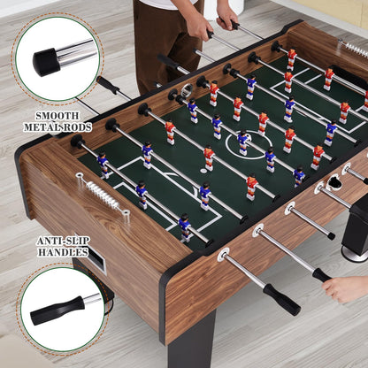 REAHOISY 58 Inch Large Size Foosball Table Adult Size, Full Size Soccer Game Table w/2 Balls, Leg Levelers & Heavy-Duty Legs, Durable Arcade Football Table for Game Room, Home, Office, Party (Brown)
