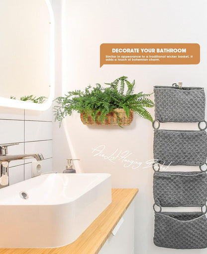 AceList Wall Hanging Basket, Set of 2 Boho Style Hand-Woven Storage Baskets for Kitchen, Garden, and Living Room