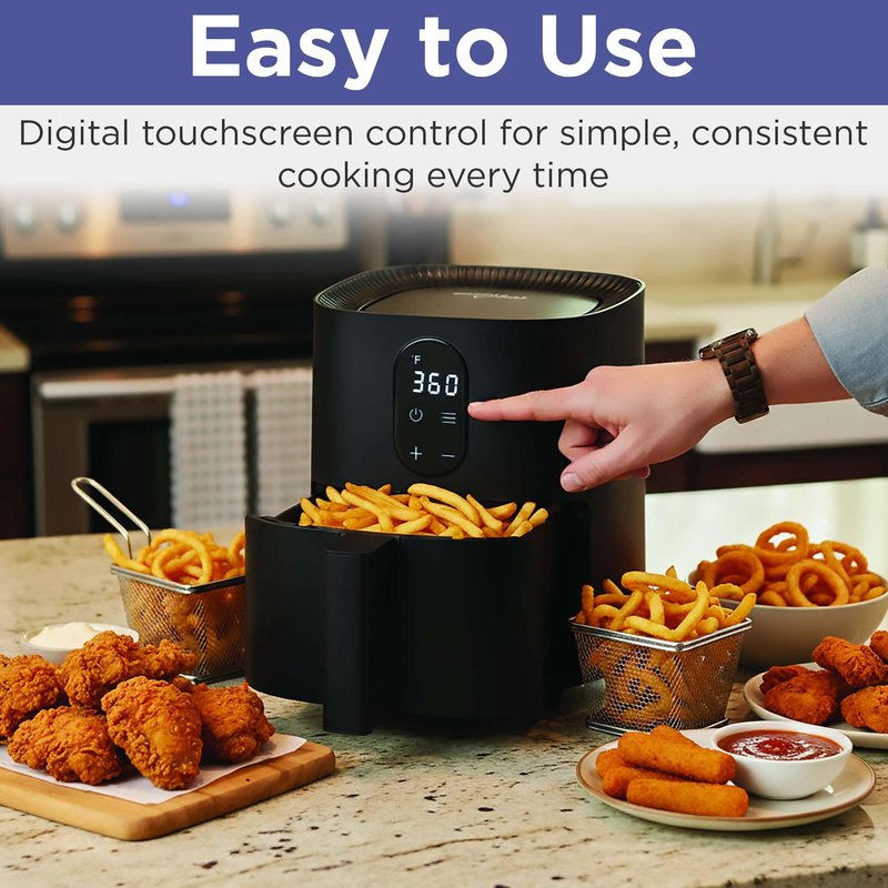 MAGNAVOX HOME 2.6-Quart Electric Air Fryer, Adjustable Temperature, Touch Panel Control, One-Touch Cook Functions, and 360° Rapid Cooking, 1000 Watt Power by Culinary Chef