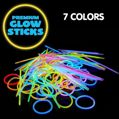 JOYIN 100 Pcs Glow Sticks - Neon Glow in the Dark Party Favors | Light Up Necklaces & Bracelets