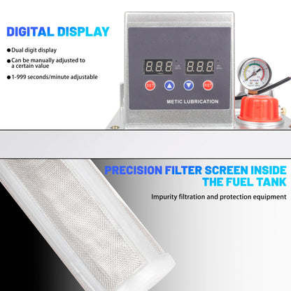 CNCTOPBAOS 90W 2L Automatic Lubricating Oil Pump 110V, Dual Digital Display 4Mpa Pressure Gauge Adjustable Time Oil Output 200ml/min, Alloy Gear Oiler Lubrication System for CNC Milling Lathe Machine