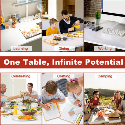 Elevon 6FT Folding Tables – Heavy Duty Portable Foldable Table with Built-in Handle, 300 lb Capacity – Ideal for Events, Parties, Crafts, Camping & Dining (6-Pack)