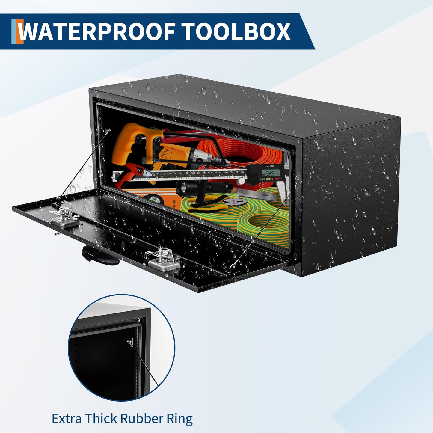 60'' Black Steel Truck Tool Box, Heavy Duty Storage With Lock and Keys, Utility Tool Chest for Pickup Truck Bed, RV