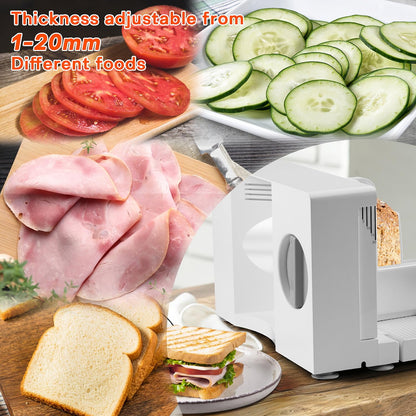 CUSIMAX Foldable Meat Slicer, Meat Slicer for Home with Child Safety Switch and 2 Removable Blades,Electric Deli Slicer Adjustable Thickness 0-20mm and Storage Bag