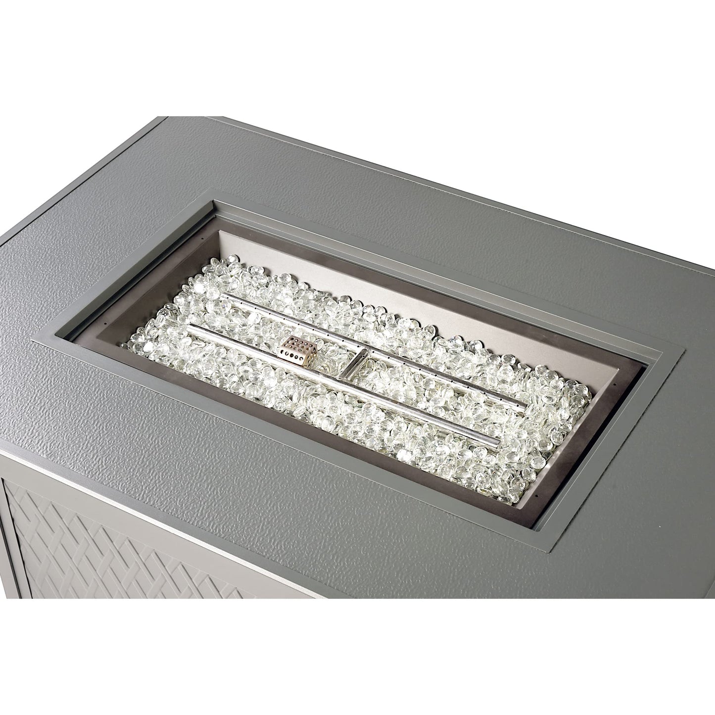 Oakland Living Rectangular 48 in. x 36 in. Aluminum Propane Fire Pit Table, Glass Beads, Two Covers, Lid, 57,000 BTUs in Grey Finish