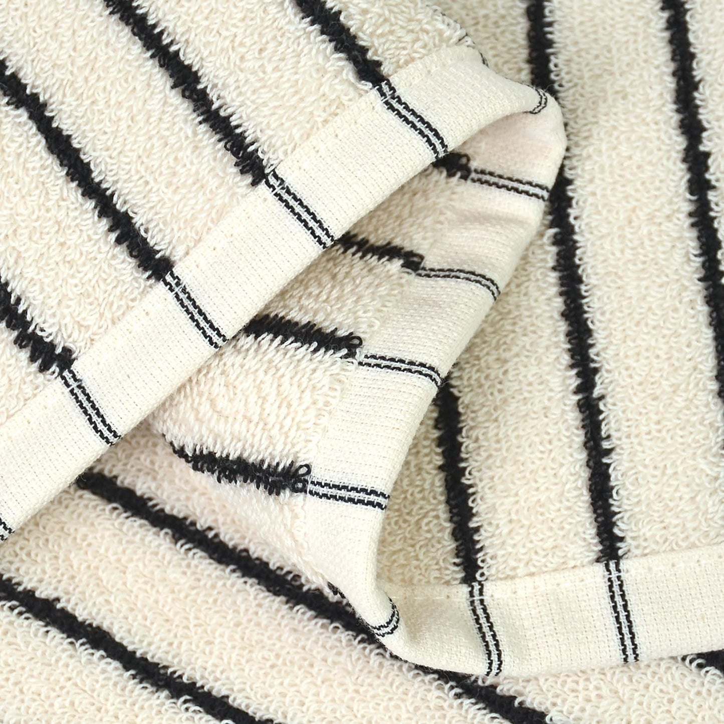 12 Pack, 13 13 Jacquotha Striped Cotton Washcloths x - Soft Wash Cloths for Bathroom, Kitchen, Gym, Face, Black