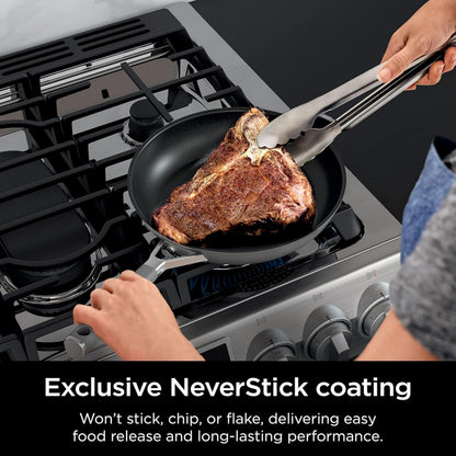 Ninja NeverStick Professional Hard-Anodized 10 Piece Pots & Pans Set, Nonstick Cookware Set, Durable, Oven Safe to 500°F, Slate Grey, C39500