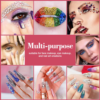 50000Pcs Resin Jelly Rhinestones for Bedazzling, 3mm Bedazzler Kits Rhinestones with 3Pcs 10ml B7000 Jewelry Glue, Multicolor Flat Back gems for Book Tumblers Crafts DIY Diamonds Art Accessories