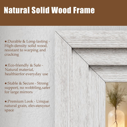WISSMIELS Full Length Mirror 71"x30", Large Solid Wood Frame Floor Mirror, Leaning Floor Mirror, Stable Frame, Shatterproof Glass, Modern Classic Style for Bedroom, Living Room, Entryway