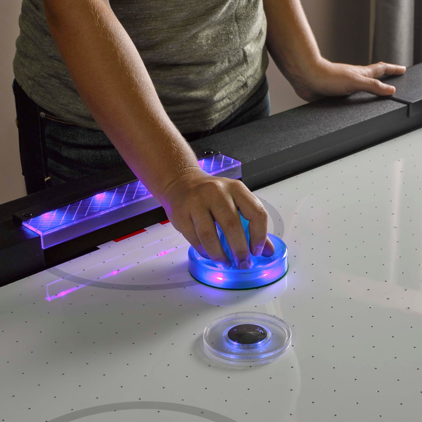 Atomic Top Shelf 7.5’ Air Hockey Table – Arcade Style Table with 120V High‑Power Motor, LED Lumen‑X Lighting, High‑Speed PVC Play Surface & LED Accessories