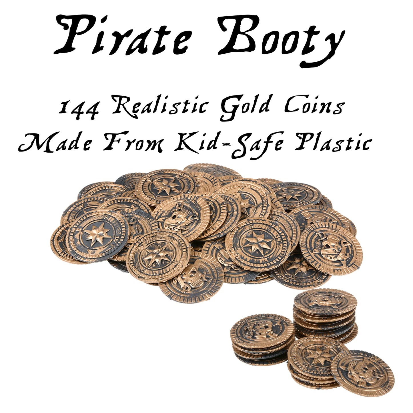 GRANITE MOUNTAIN PRODUCTS Treasure Chest Treat Boxes For Gold Coins, Candy | Pirate Party Supplies | 12 Treasure Chest Party Favor Box & 144 Gold Coins | Halloween Costume Accessory | Pinata Filler