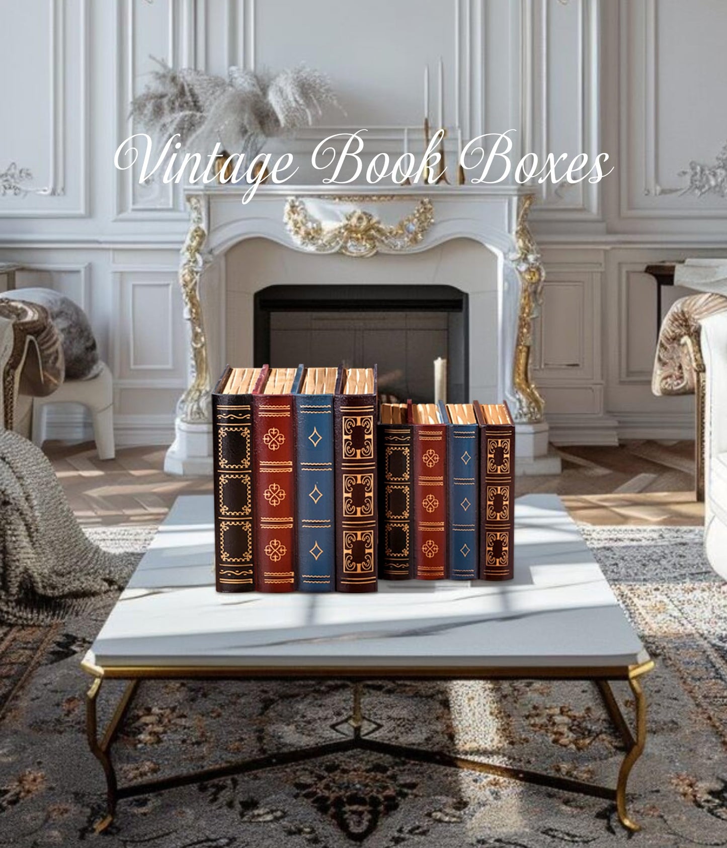 Blanc 2 Pcs Classic Brown Wooden False Book Box Storage Box, 7.87 x 6.3 x 5.51 inches, 1 kg Capacity Each, 2 Count