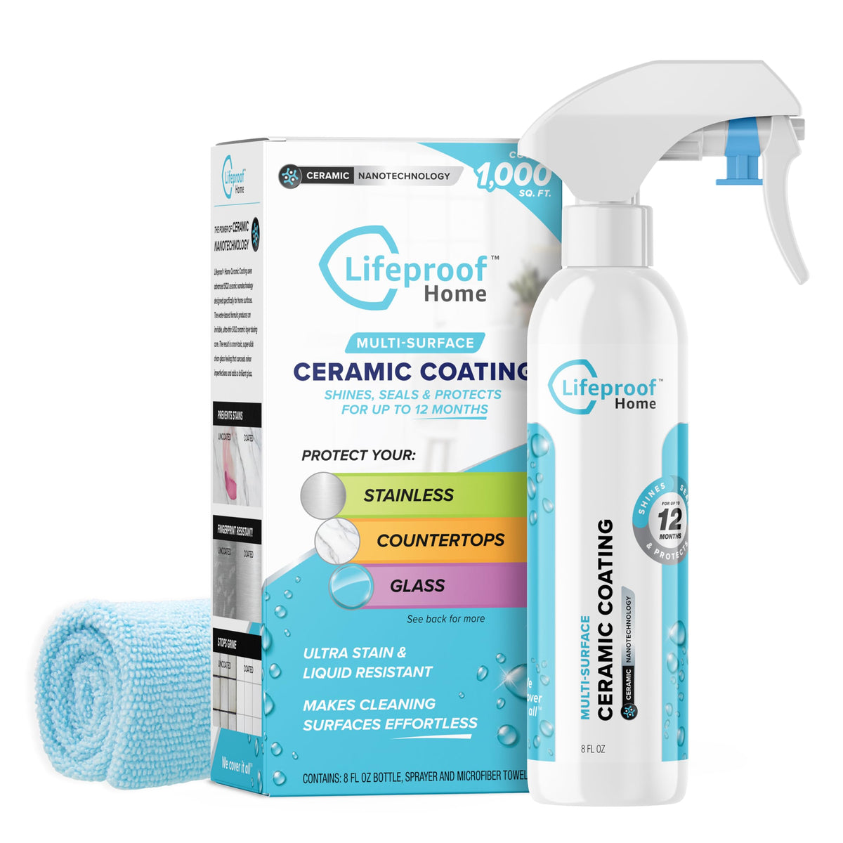Lifeproof Ceramic Coating Spray Kit - Shine, Seal & Protect Kitchen & Bath Surfaces, Repels Stains & Grime