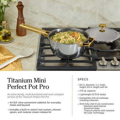 Our Place Titanium Pro Cookware Set | 10-Piece Pots and Pans Set with Always Pan Pro, Perfect Pot Pro & Minis | Non-Toxic No-Coating Nonstick | Induction & Oven-Safe up to 750°F | Gold