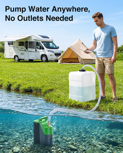 TaskStar Cordless Submersible Water Pump, Portable Battery Powered Utility Transfer Pump with Remote Control, 60-Min Runtime, 30FT Lift for Pool Cover, Hot Tub, Basement and Garden