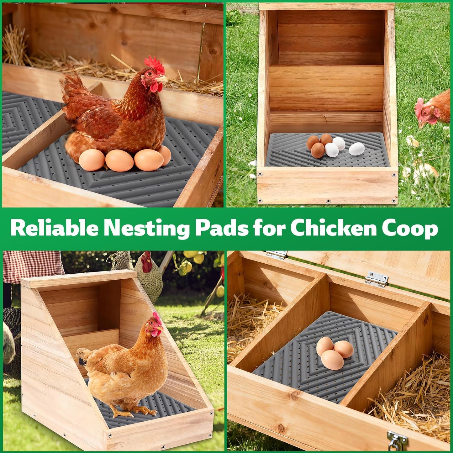 12" 12", 3 Pack Chicken Nesting Pads for Chicken Coop, Washable Laying Pads for Nesting Box, Reusable Hen Nesting Box
